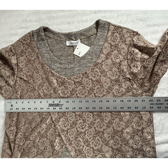 Transparente Womens Layered Ruffled Lace Dress Wool Blend One Size Tan Italy New - Picture 7 of 9